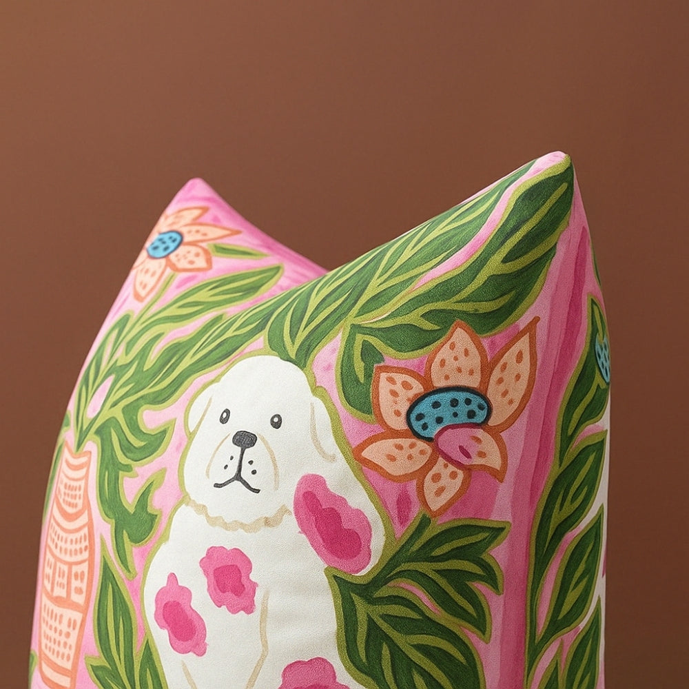 Blush Pink Hund Quasten Kissenbezug