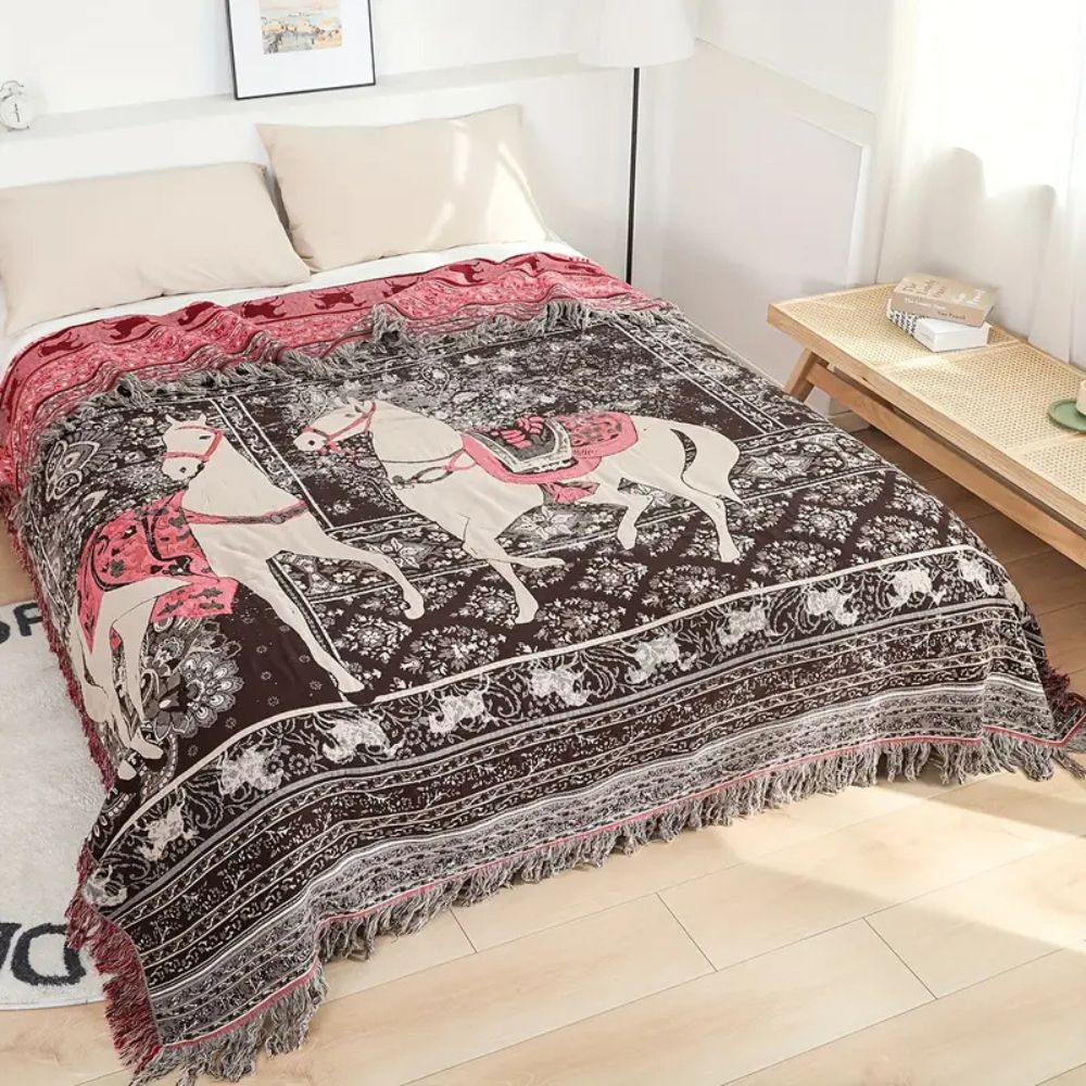 Bohemian Inspiriertes Pferde Druckdecke