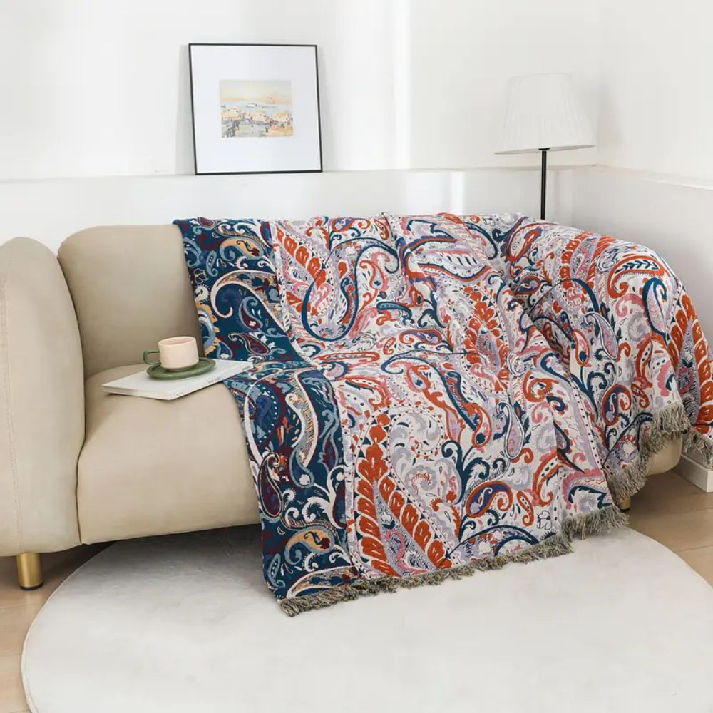 Boho Bloom Fransen Baumwolldecke