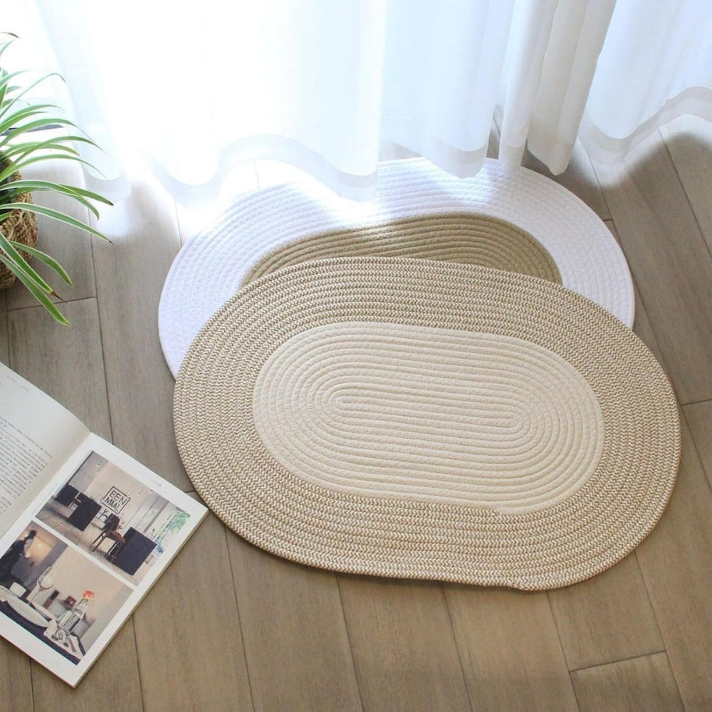 Boho Geflochtener Hanf Ovaler Teppich