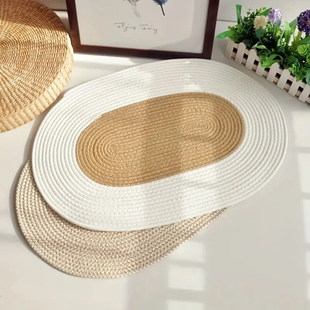 Boho Geflochtener Hanf Ovaler Teppich