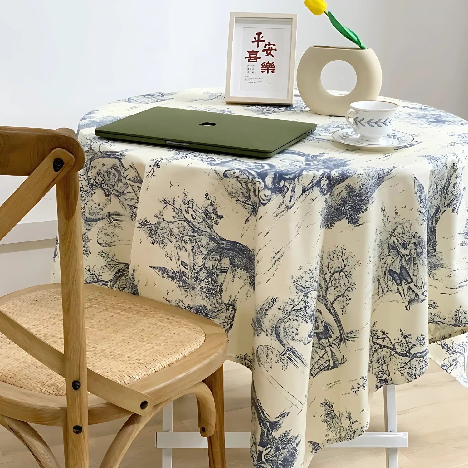 Französische Klassische Blaue Vintage Tischdecke