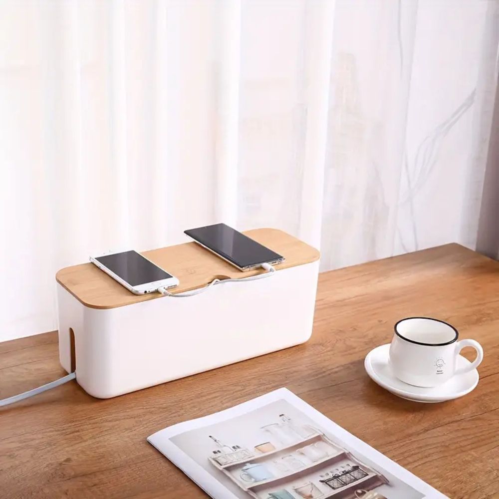 Kabel Organizer Box aus Bambus