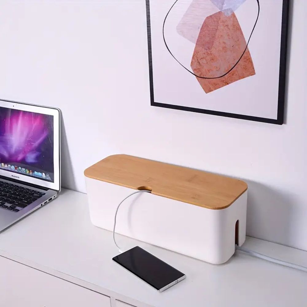 Kabel Organizer Box aus Bambus