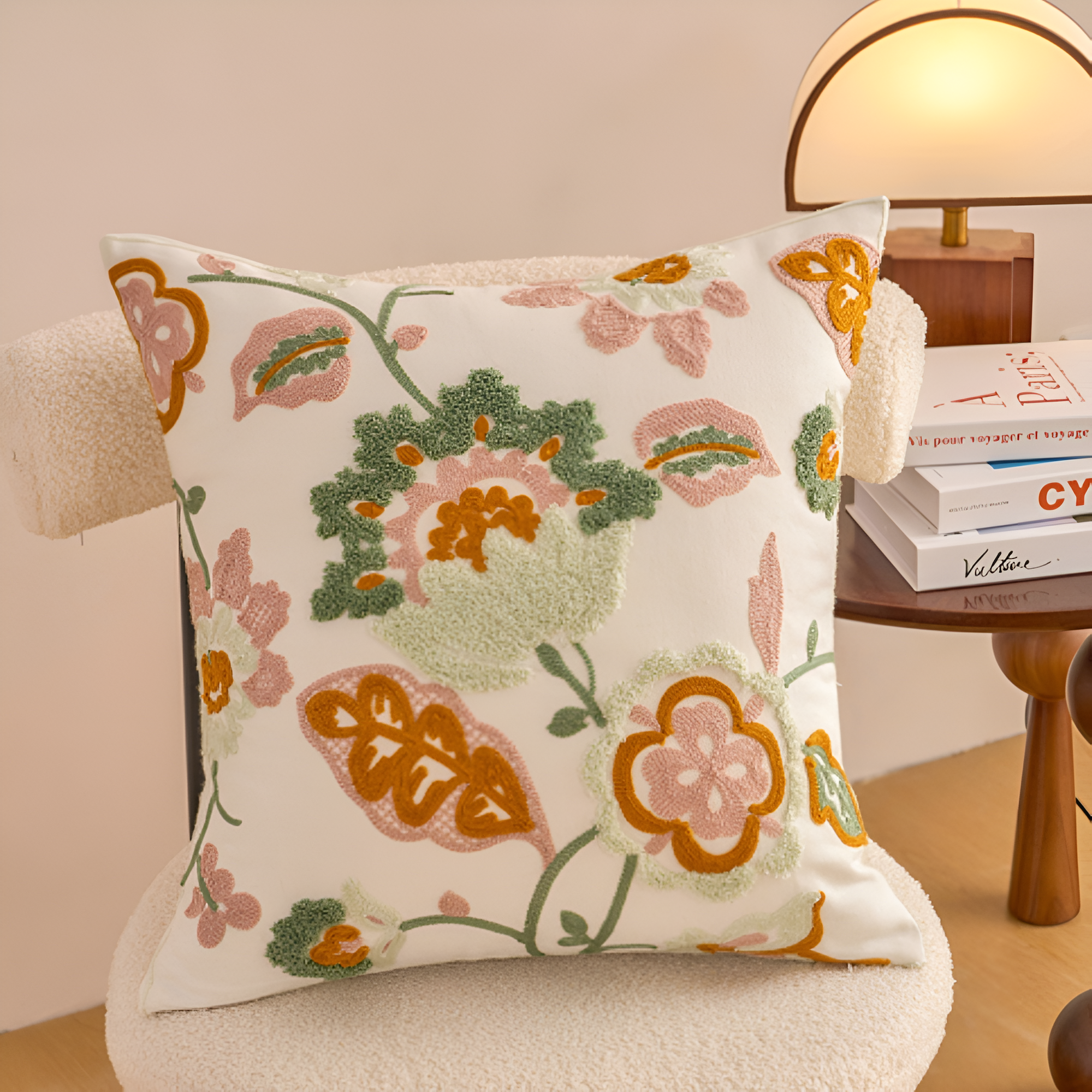 Denza Landhaus Floral Geplüschter Kissenbezug