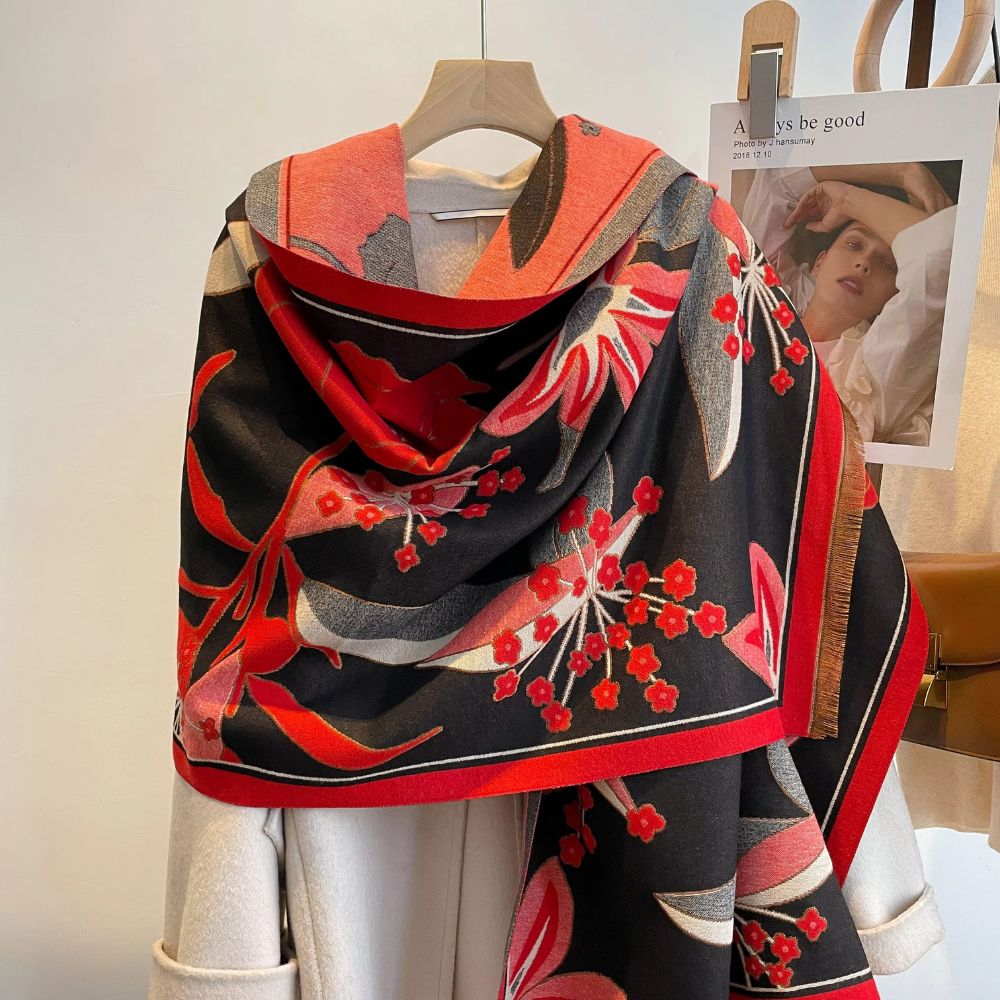 Eleganter Floral-Jacquard-gewebter Schal