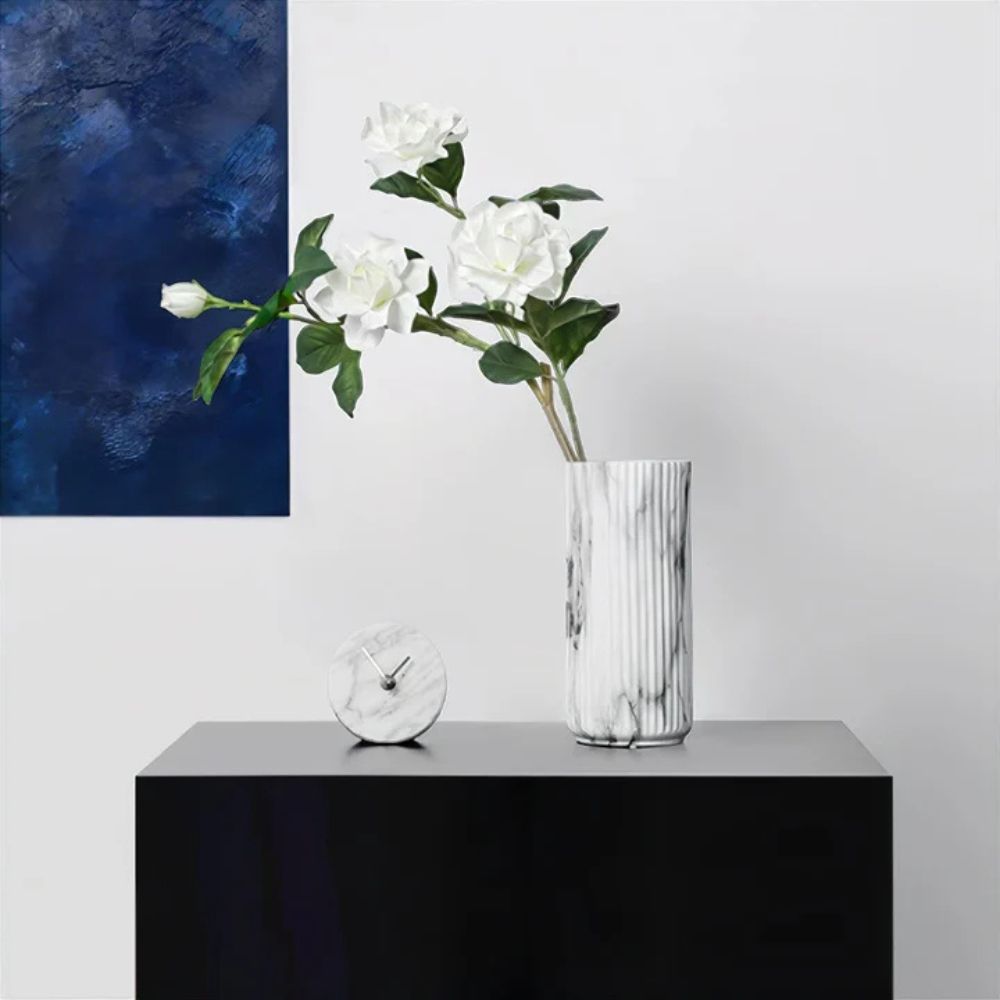 Elegante Vertikale Marmor Keramikvase