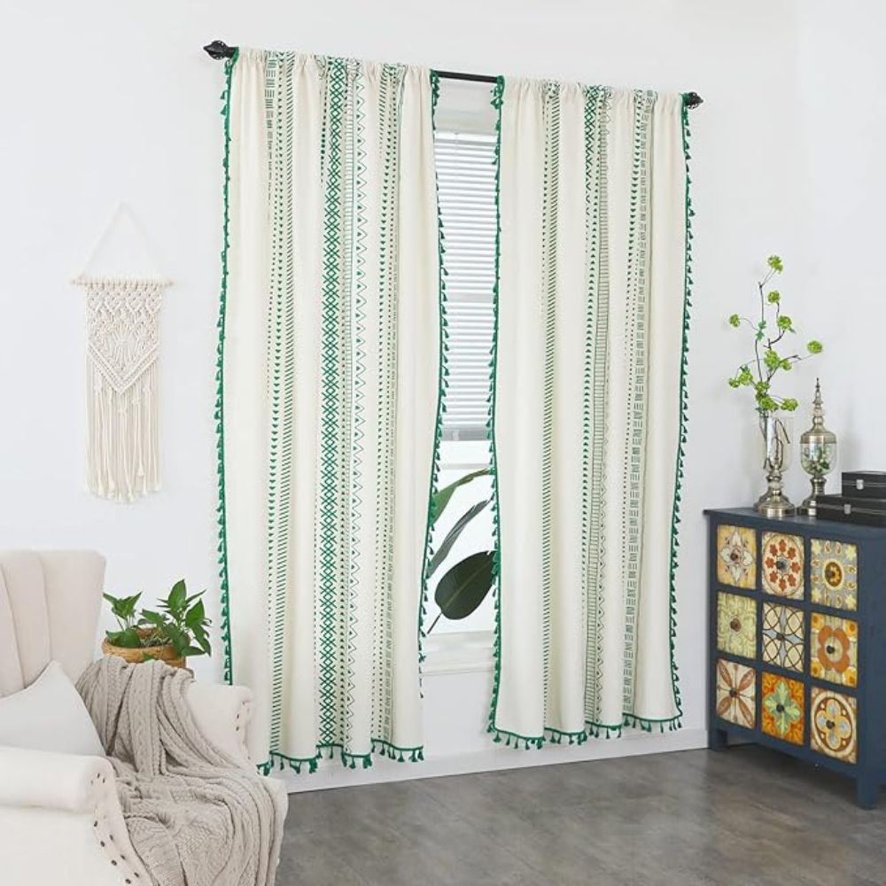 Edelstein Stamm Boho Quasten Vorhang