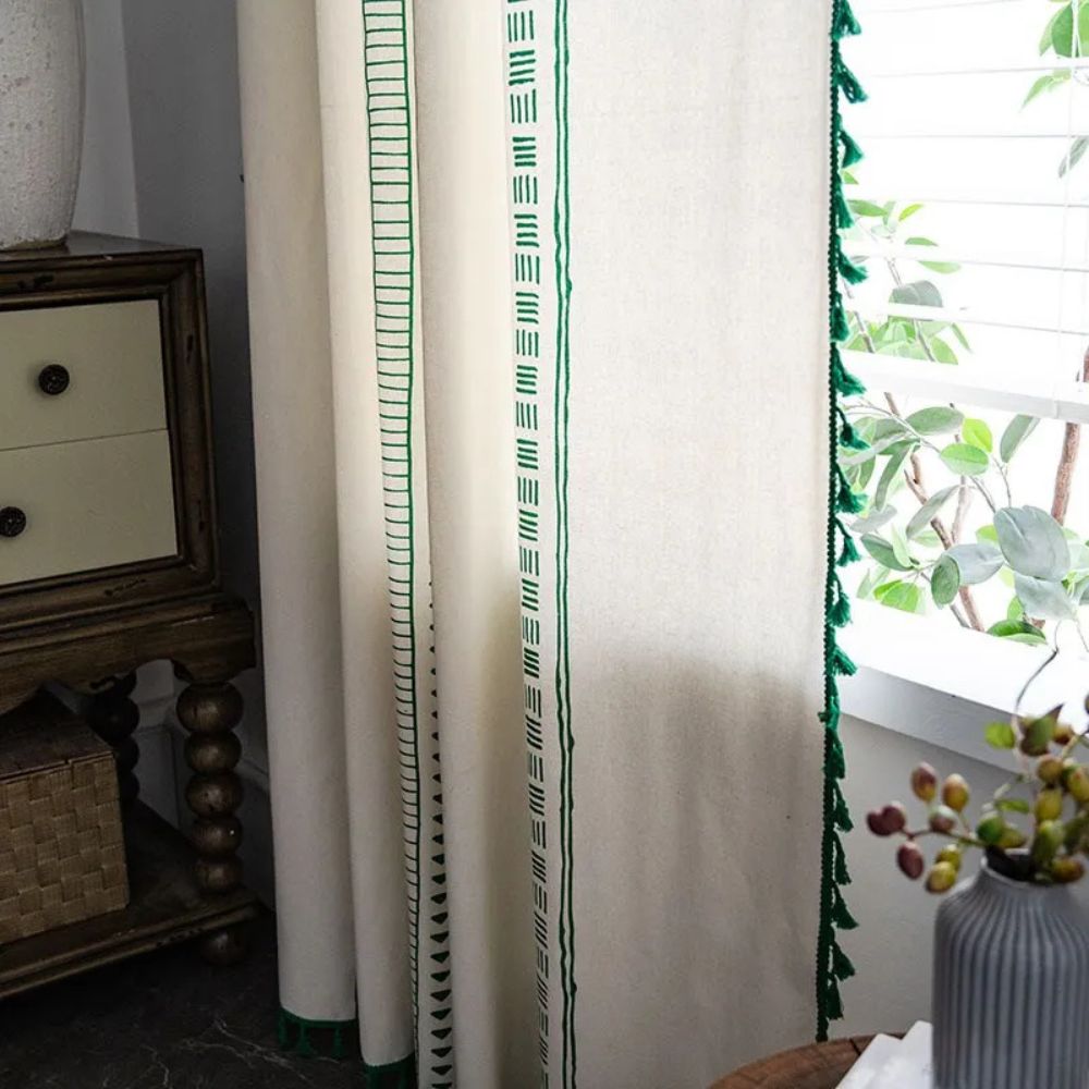 Edelstein Stamm Boho Quasten Vorhang