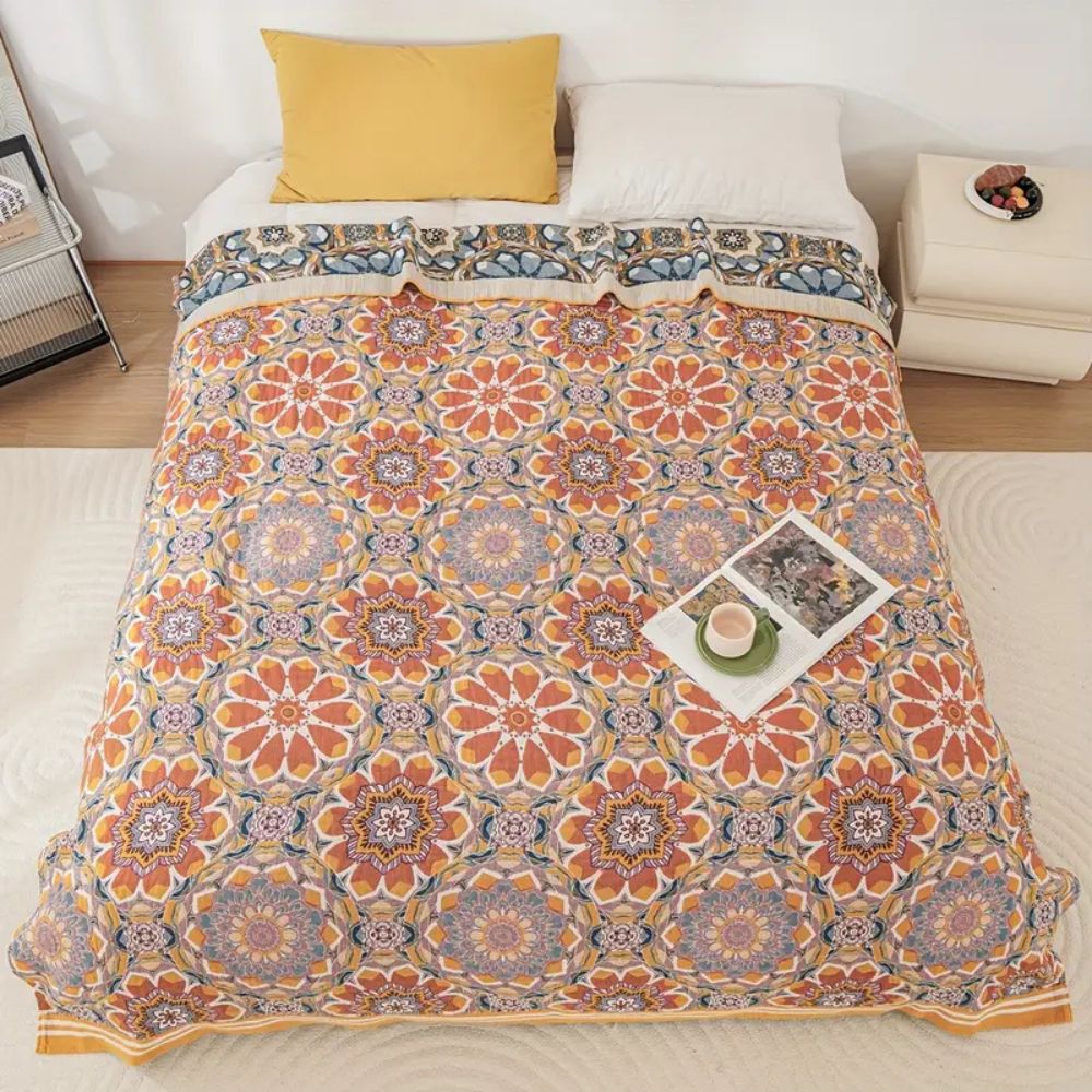 Boho Flora Tone Baumwolldecke