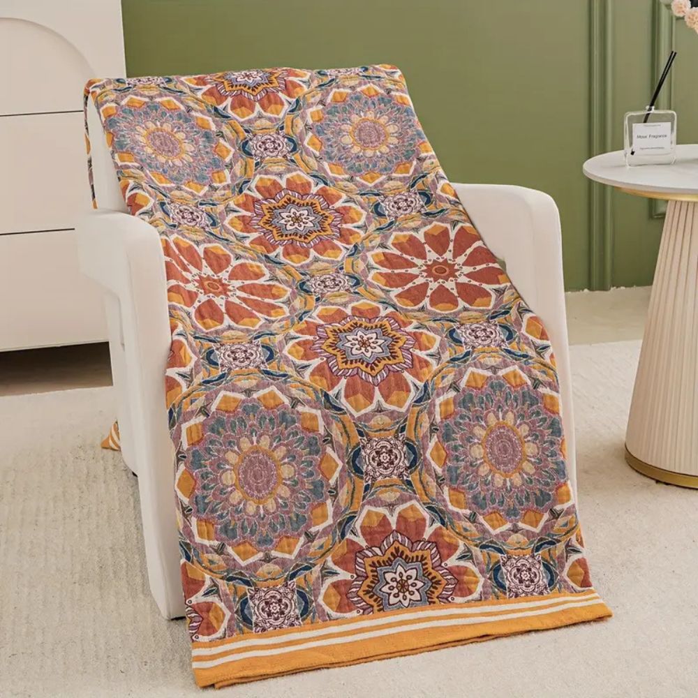 Boho Flora Tone Baumwolldecke