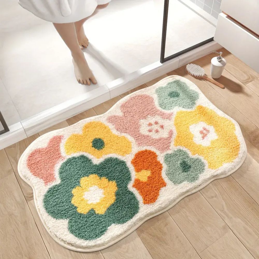 Florale, tufted, saugfähige Badematte