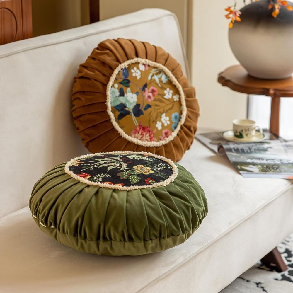 Floral Medley Samt Rundkissen