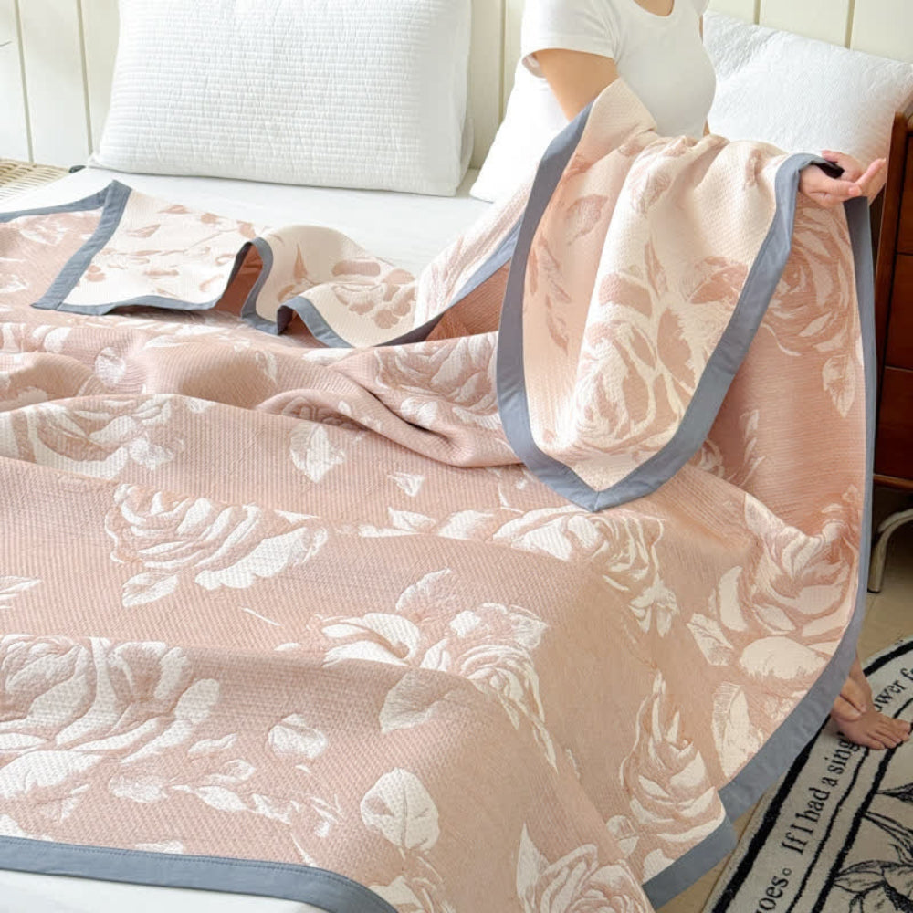 Flouriva Pink Rose Baumwolldecke
