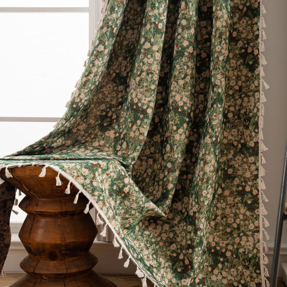 Französische Vintage Blumen Wandbehang Vorhang