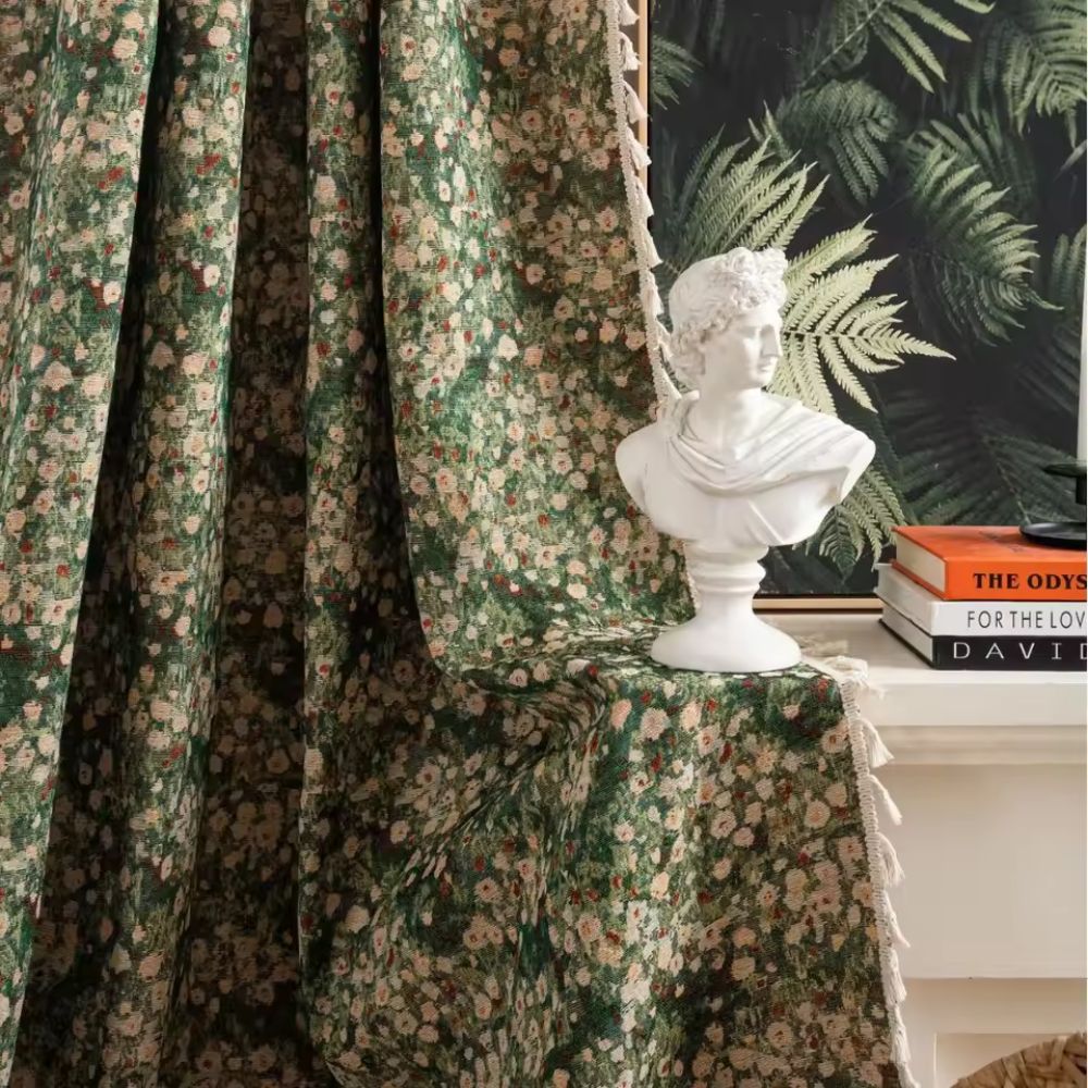 Französische Vintage Blumen Wandbehang Vorhang
