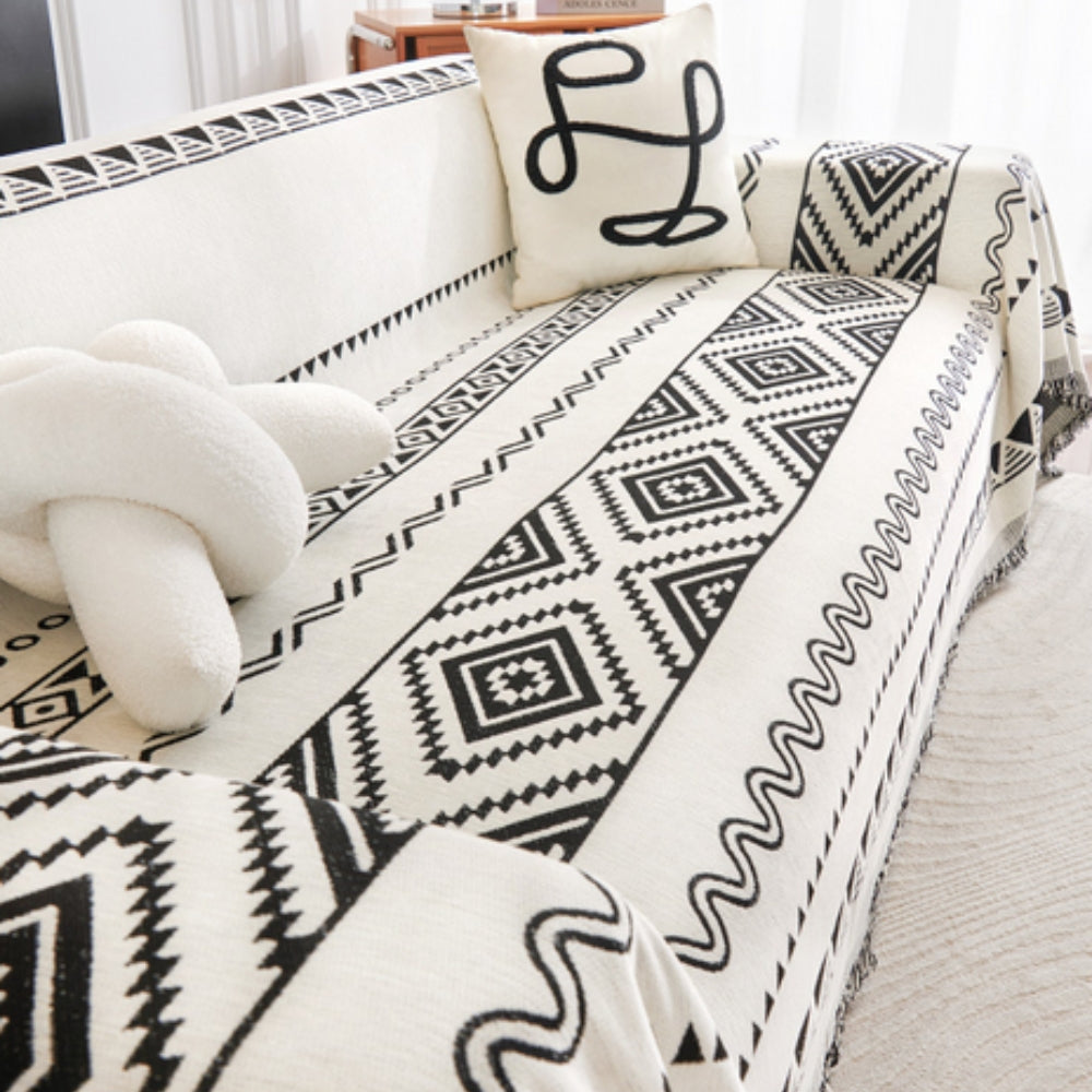 Geometrische Boho Sofabezug-Decke