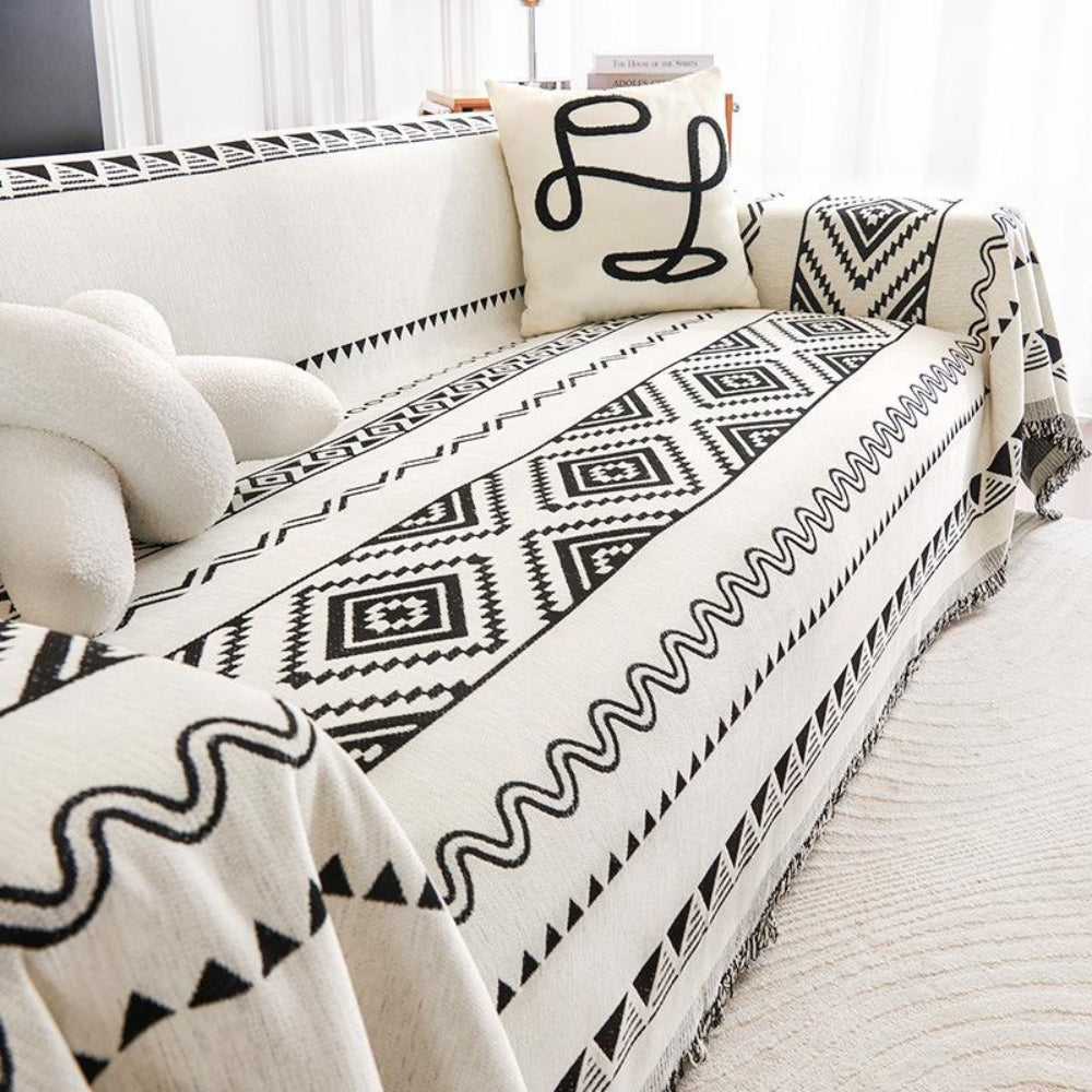 Geometrische Boho Sofabezug-Decke