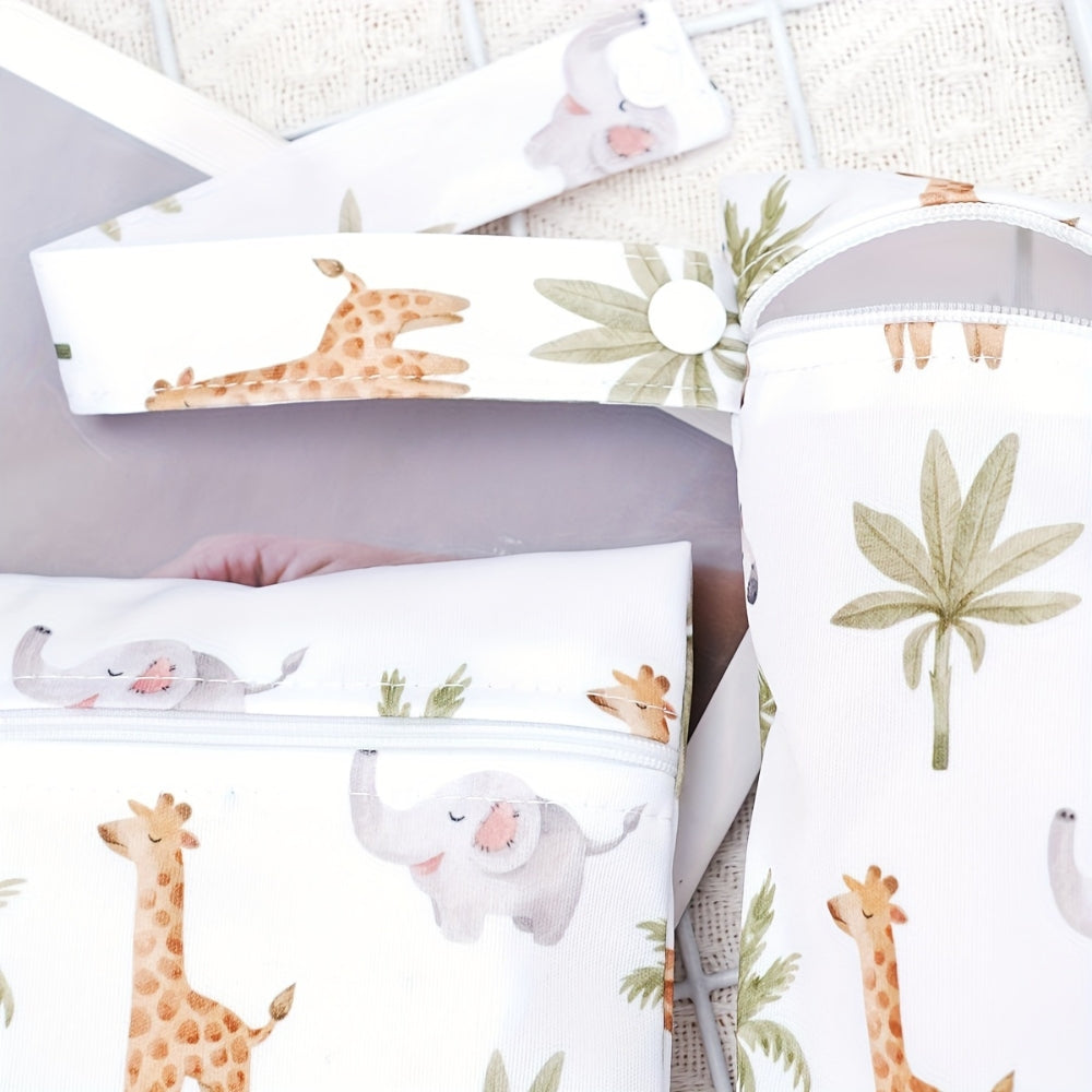 Baby Zoo Safari Druck Wiederverwendbare Nass-Trocken-Tasche | 3er Set