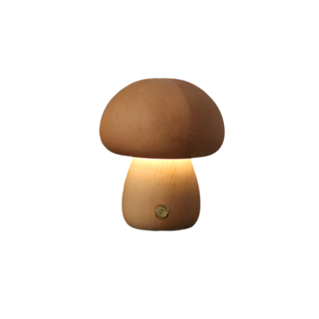 Wiederaufladbare Holzpilz Tischlampe