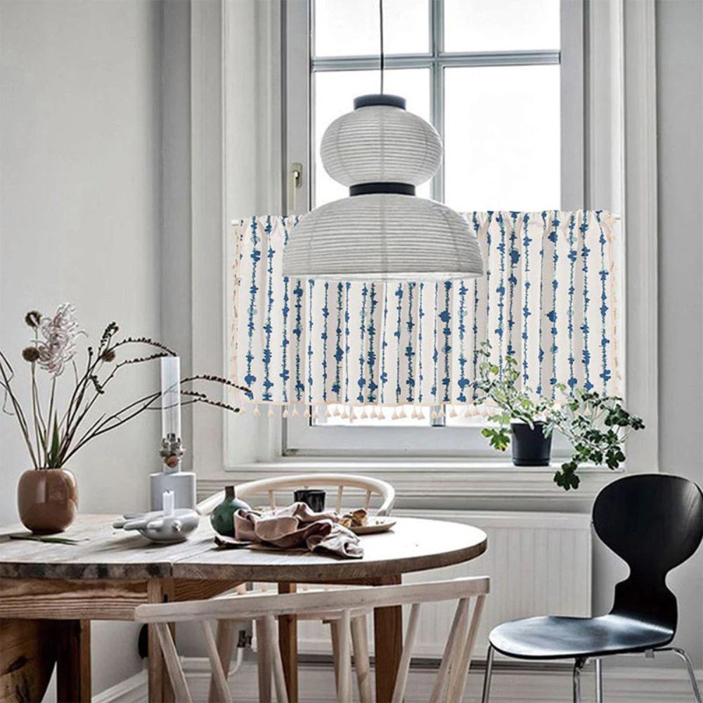 Tasselvorhang in Tintenfleck-Blau