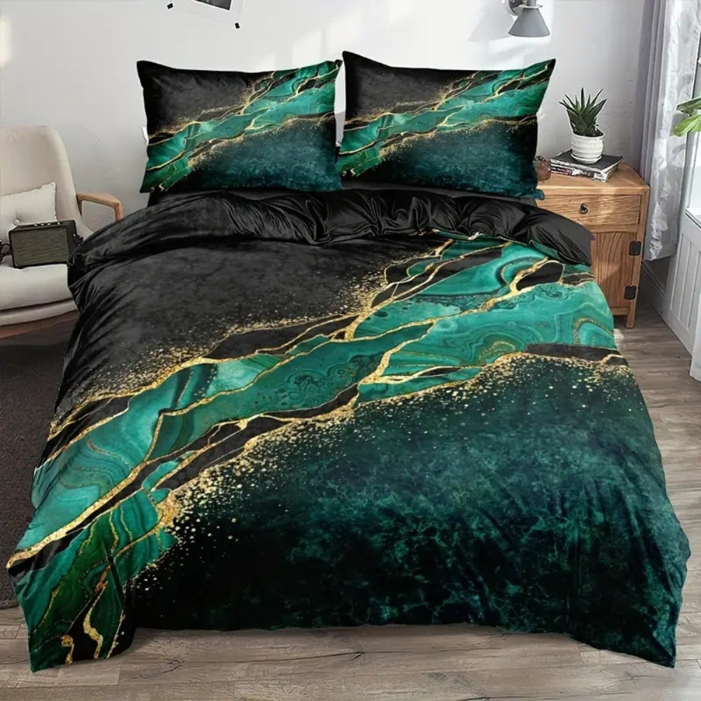 Jade Opulentes Gold Akzent Bettbezug Set