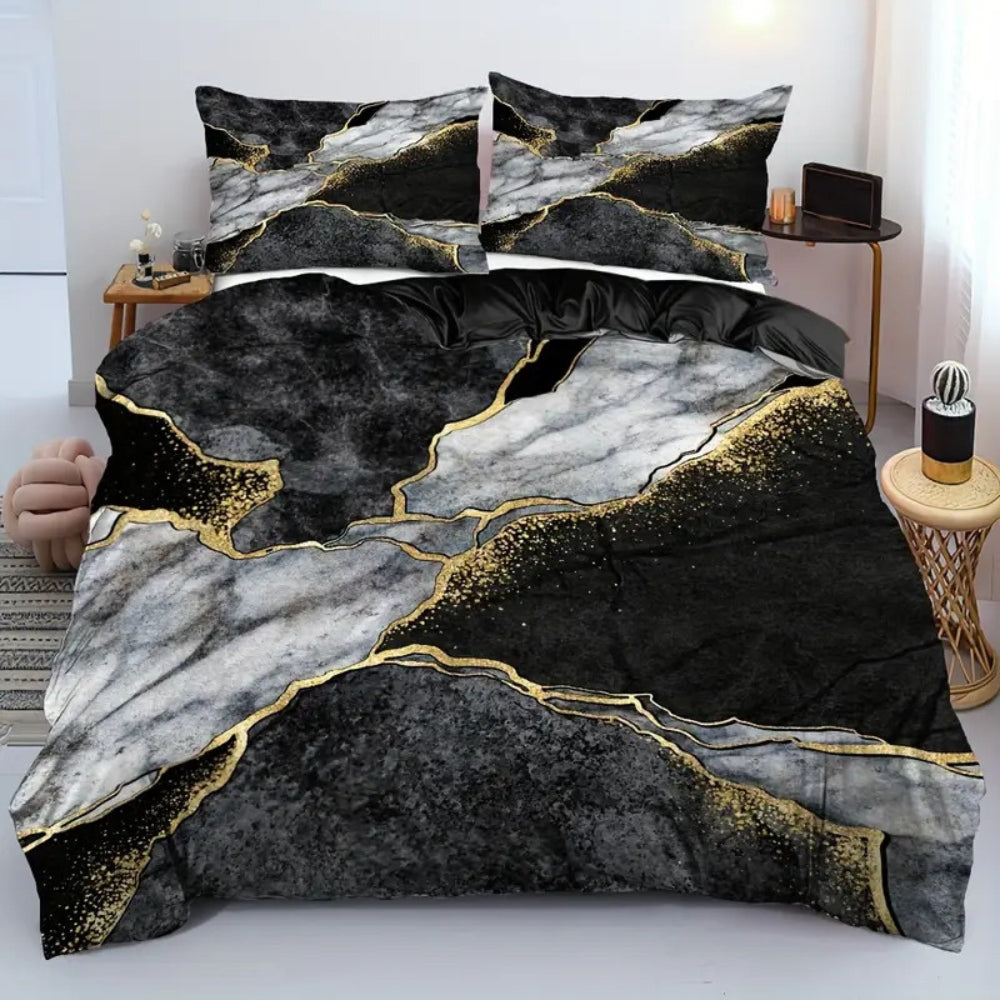 Jade Opulentes Gold Akzent Bettbezug Set