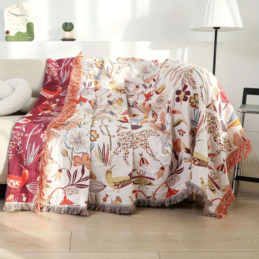 Jungle Bloom Wendedecke aus Baumwolle