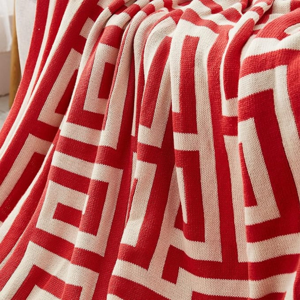 Labyrinthine Geometrische Jacquard-Decke
