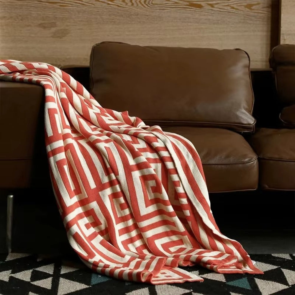 Labyrinthine Geometrische Jacquard-Decke