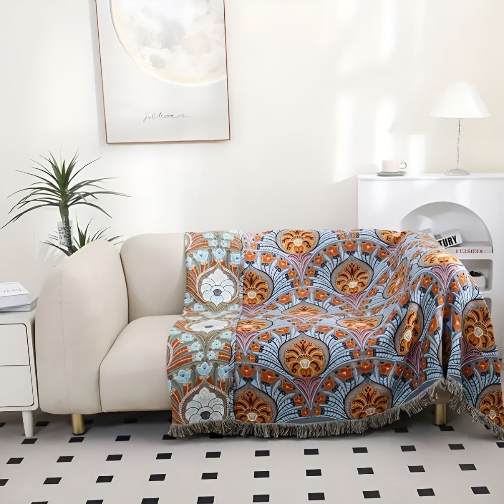 Lotus Bloom Jacquard Baumwolldecke