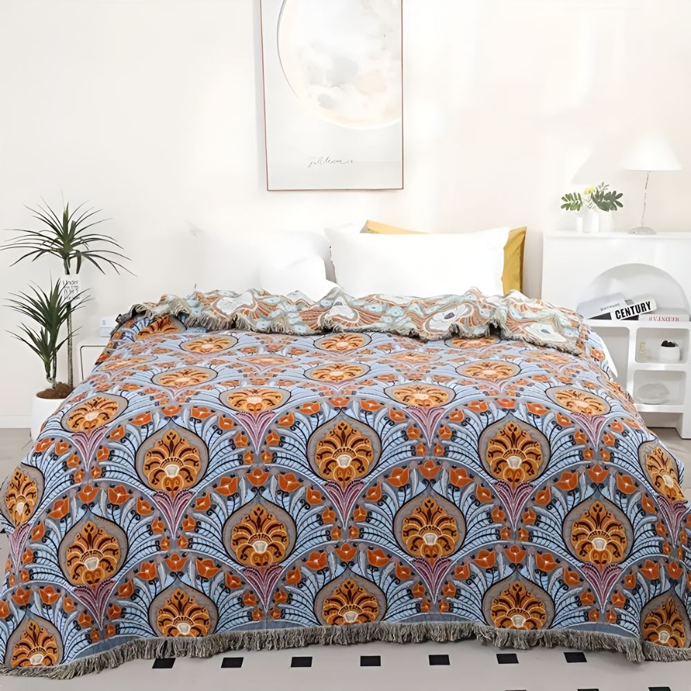 Lotus Bloom Jacquard Baumwolldecke