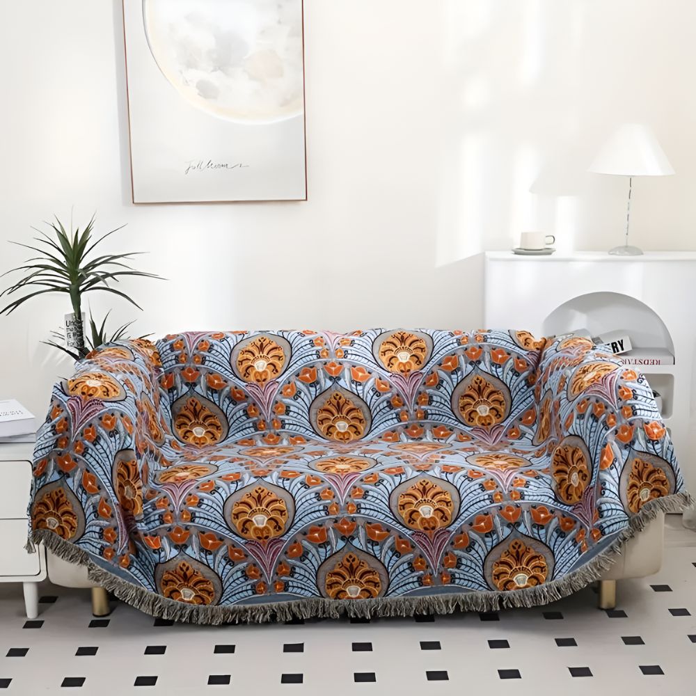 Lotus Bloom Jacquard Baumwolldecke