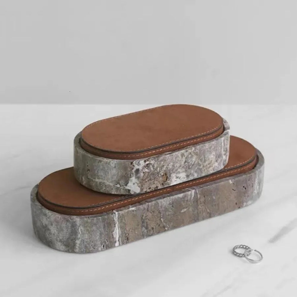 Marmor-Leder-Deckel Schmuckaufbewahrungsbox