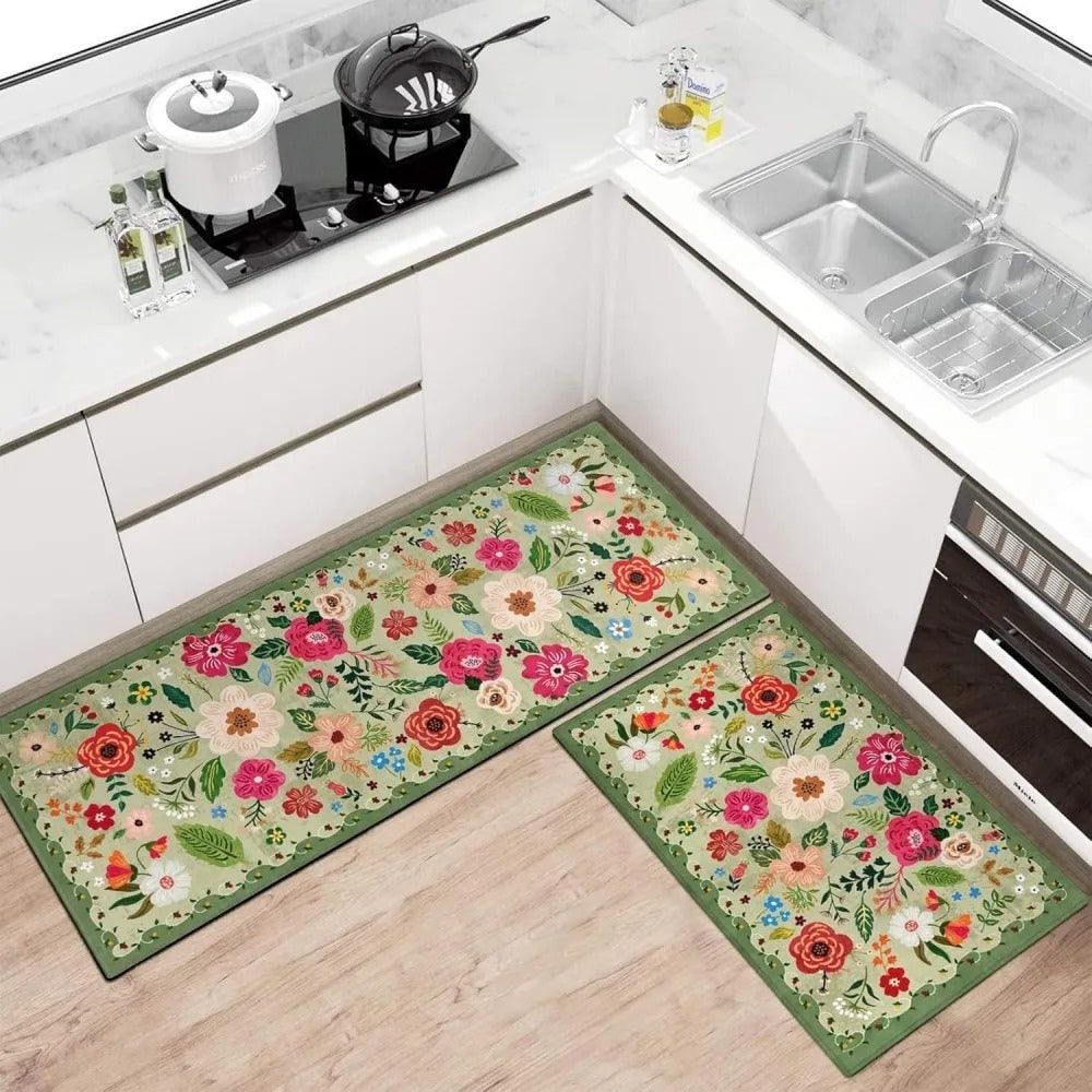 Wiesen Boho Blumen Küchenteppich Set