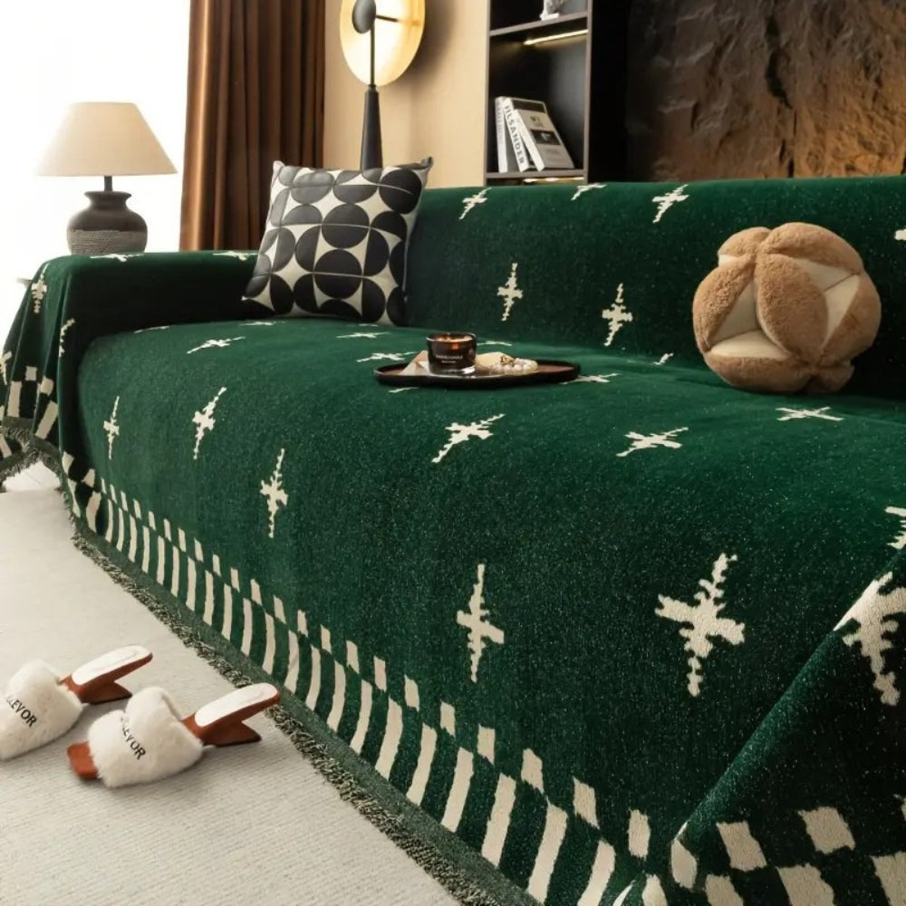 Modernes Sofaüberwurf mit Kreuzmuster