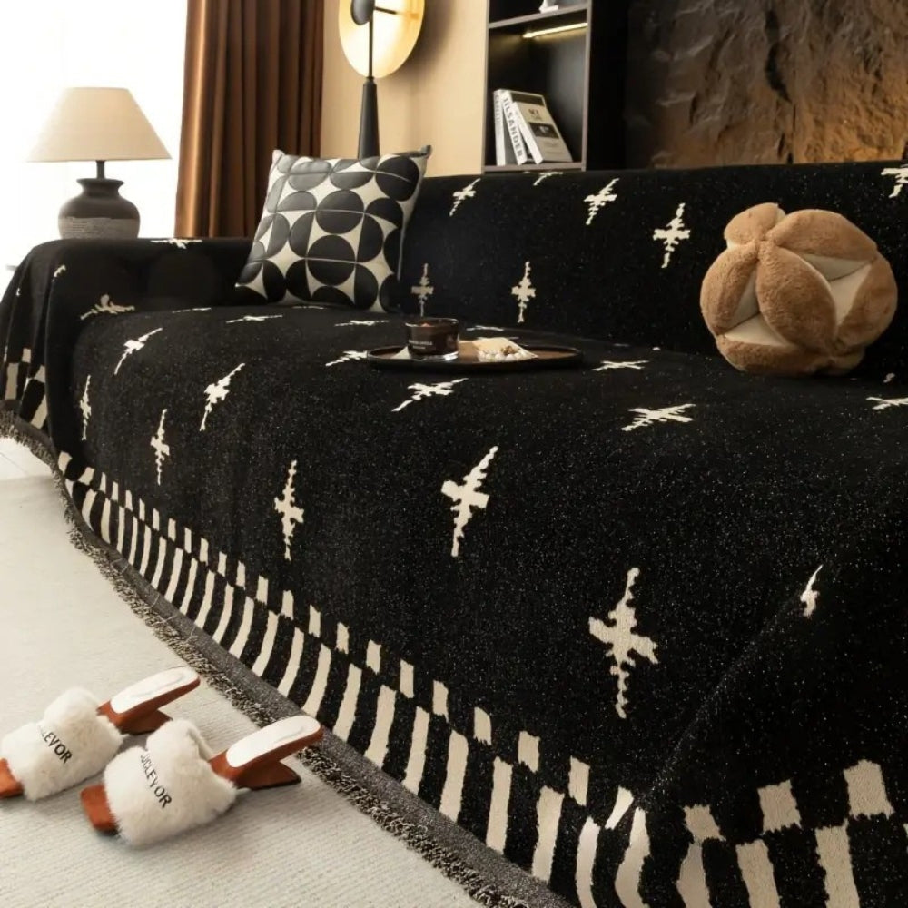 Modernes Sofaüberwurf mit Kreuzmuster