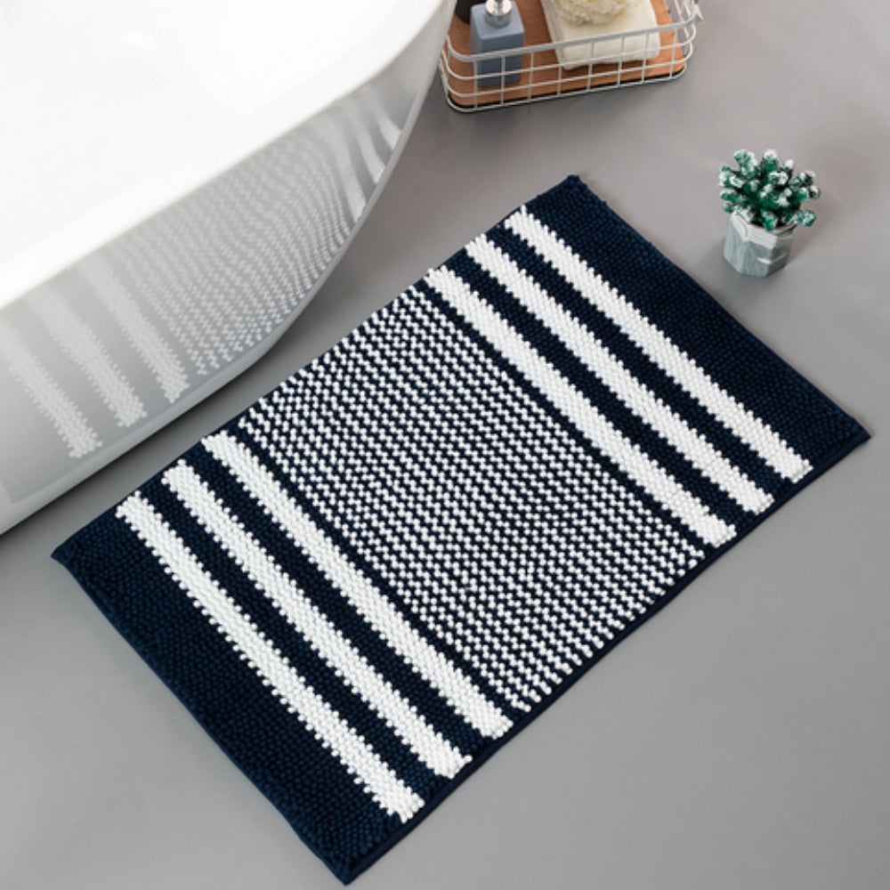 Pebble-Knit Gestreifte Chenille-Badematte