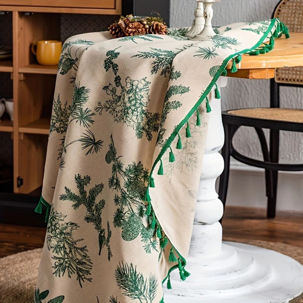Runde Tischdecke mit Tannenzapfen-Muster