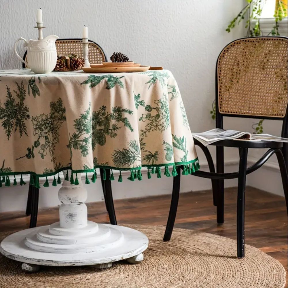 Runde Tischdecke mit Tannenzapfen-Muster