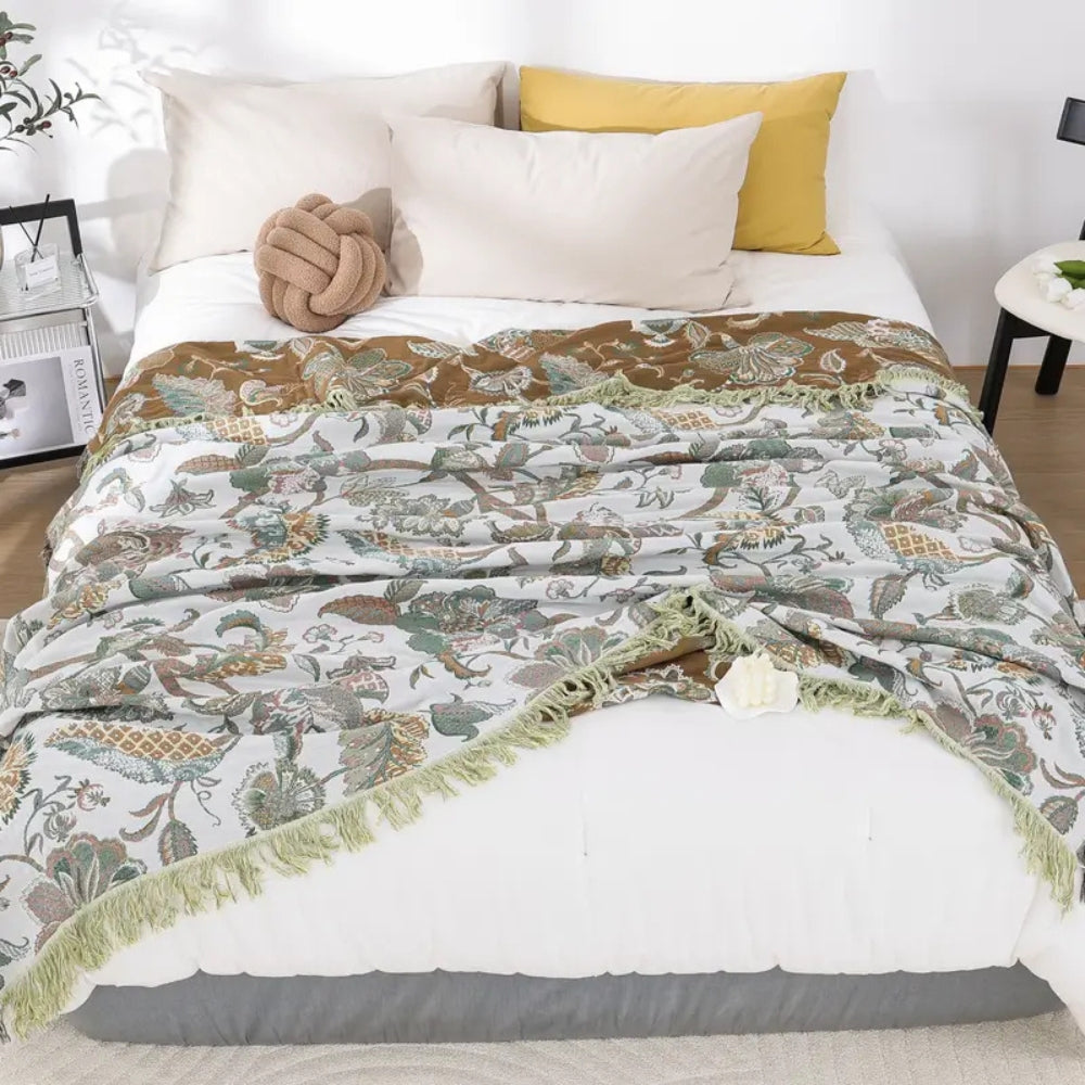 Reverie Floral Tassel Baumwolldecke