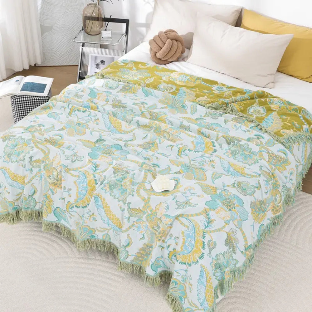 Reverie Floral Tassel Baumwolldecke