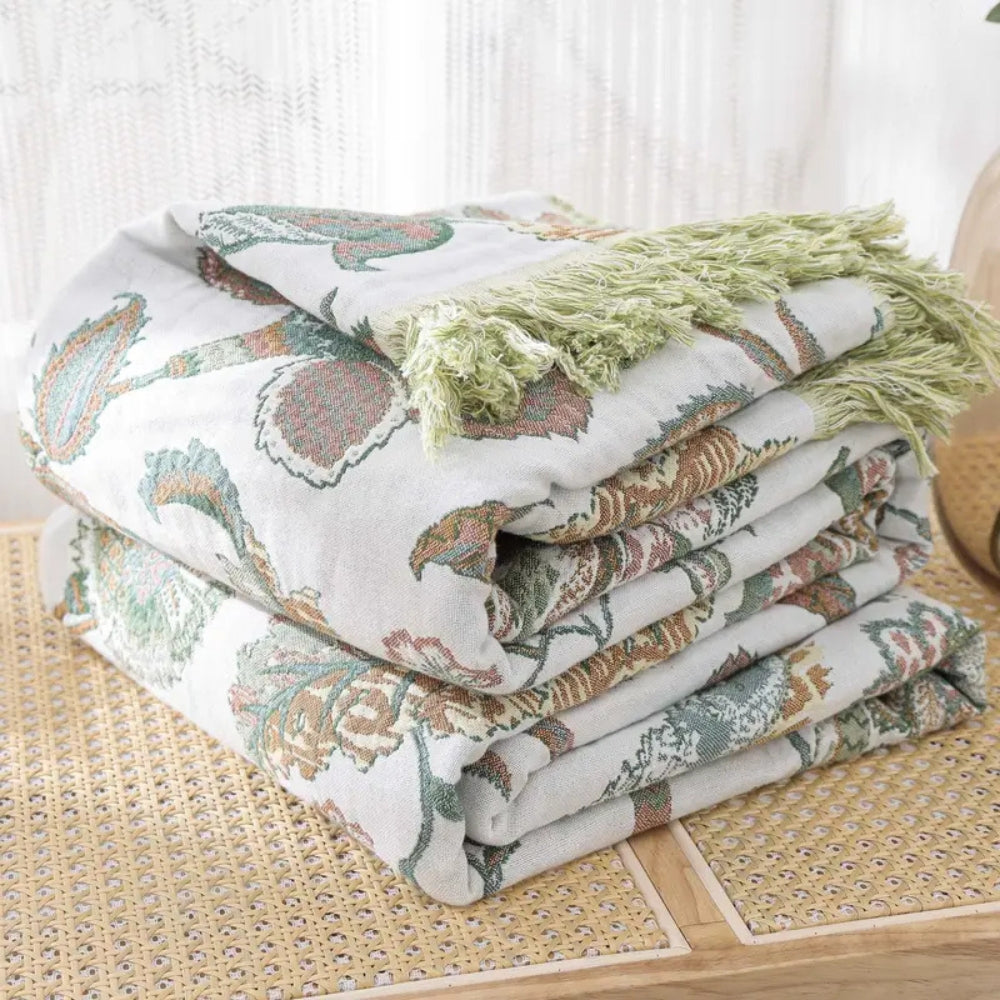 Reverie Floral Tassel Baumwolldecke