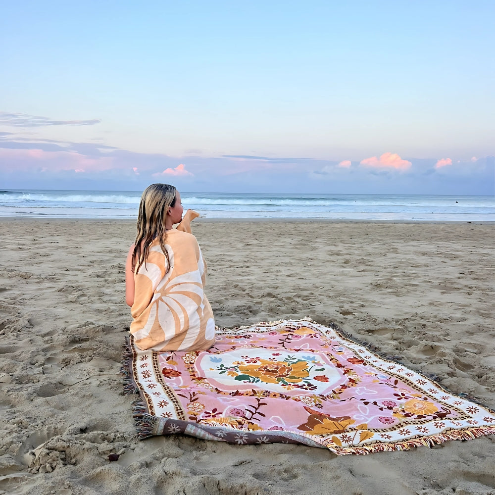 Rosefield Floral Strandpicknick Reise-Decke