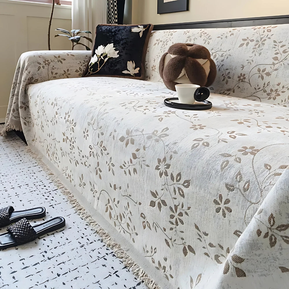 Rustikale Blüte Ivory Floral Sofaüberzug