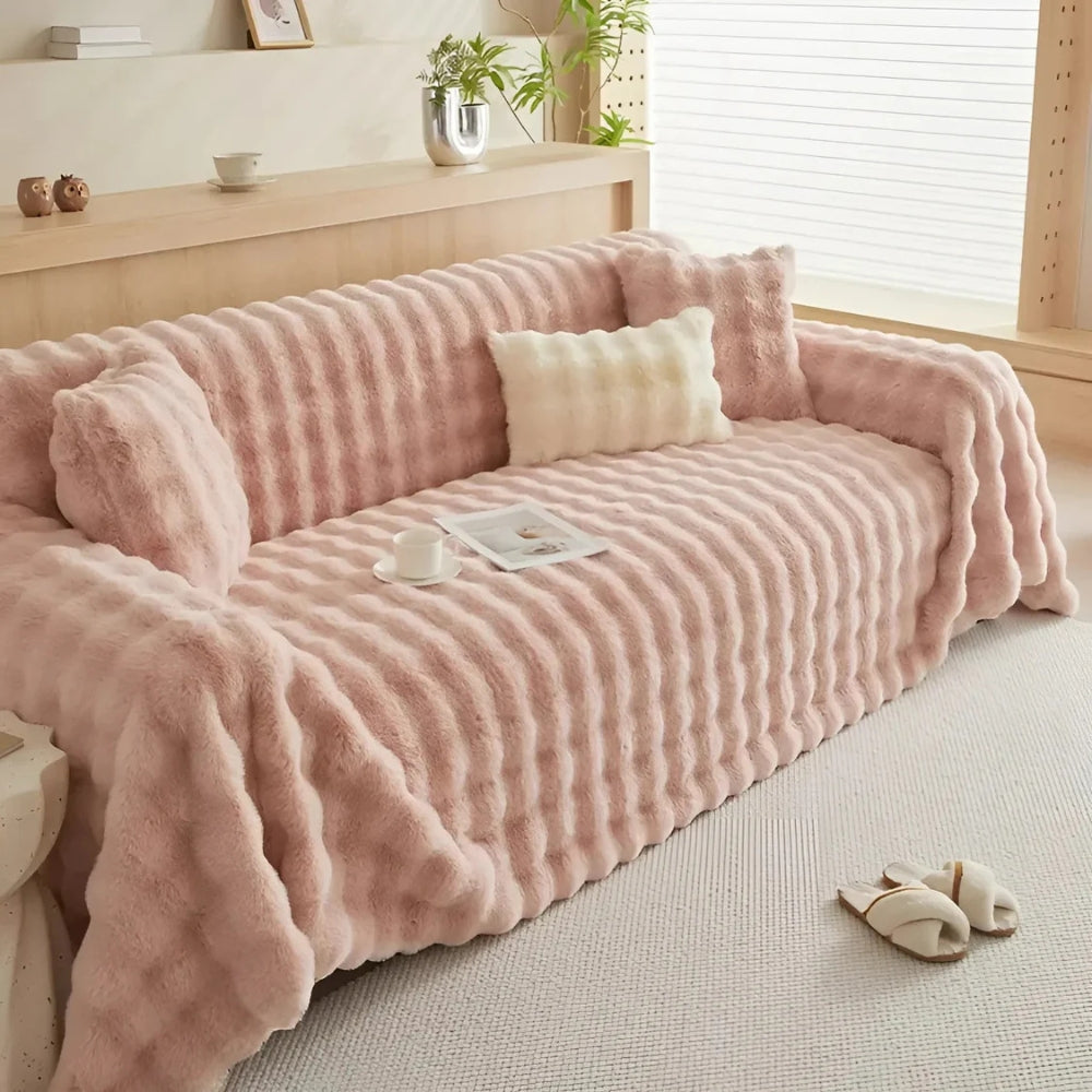Kuscheldecke aus Kaninchen-Faux-Fur Weicher Sofabezug
