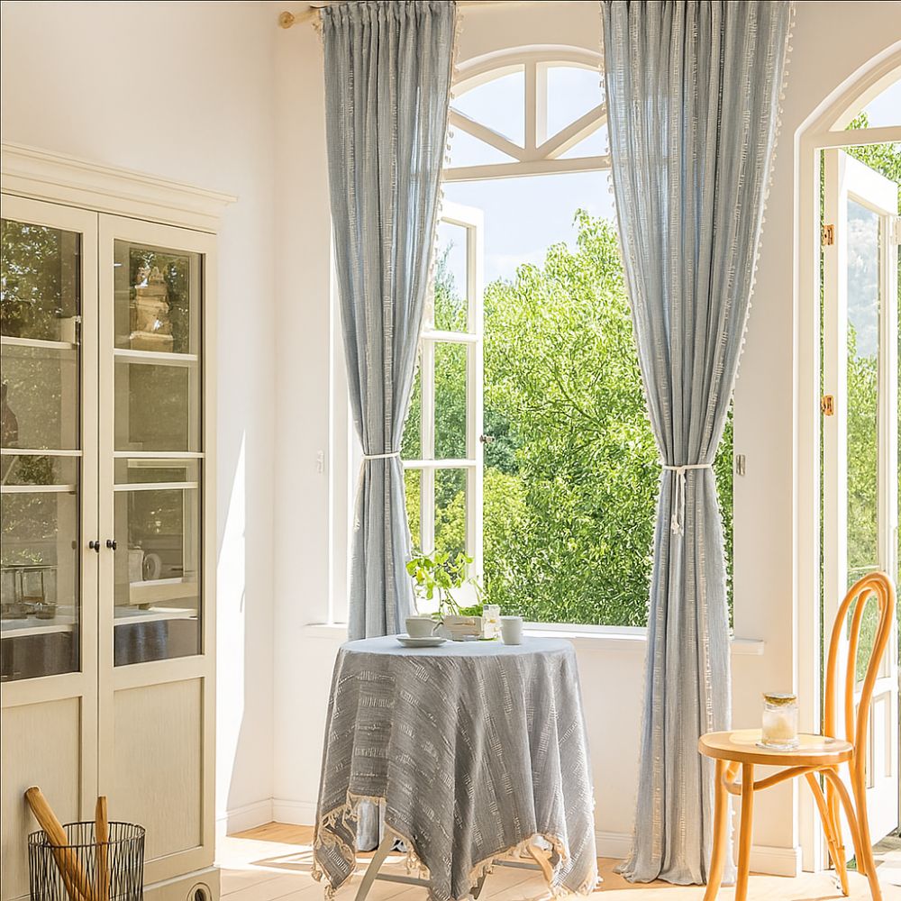 Sonnige Streifen Transparente Quastenvorhänge