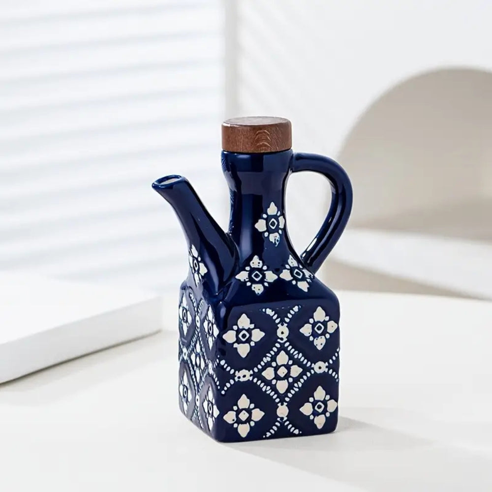 Talavera Keramik Ölspenderflasche mit Holzdeckel