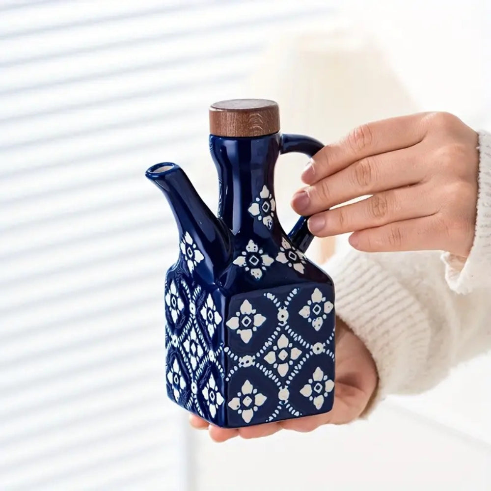 Talavera Keramik Ölspenderflasche mit Holzdeckel