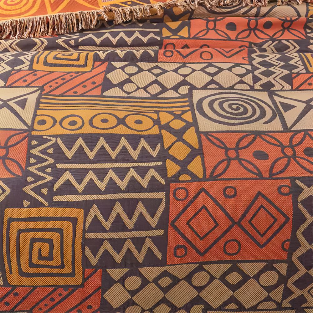 Tribal Patchwork Wendbare Quasten Baumwolldecke
